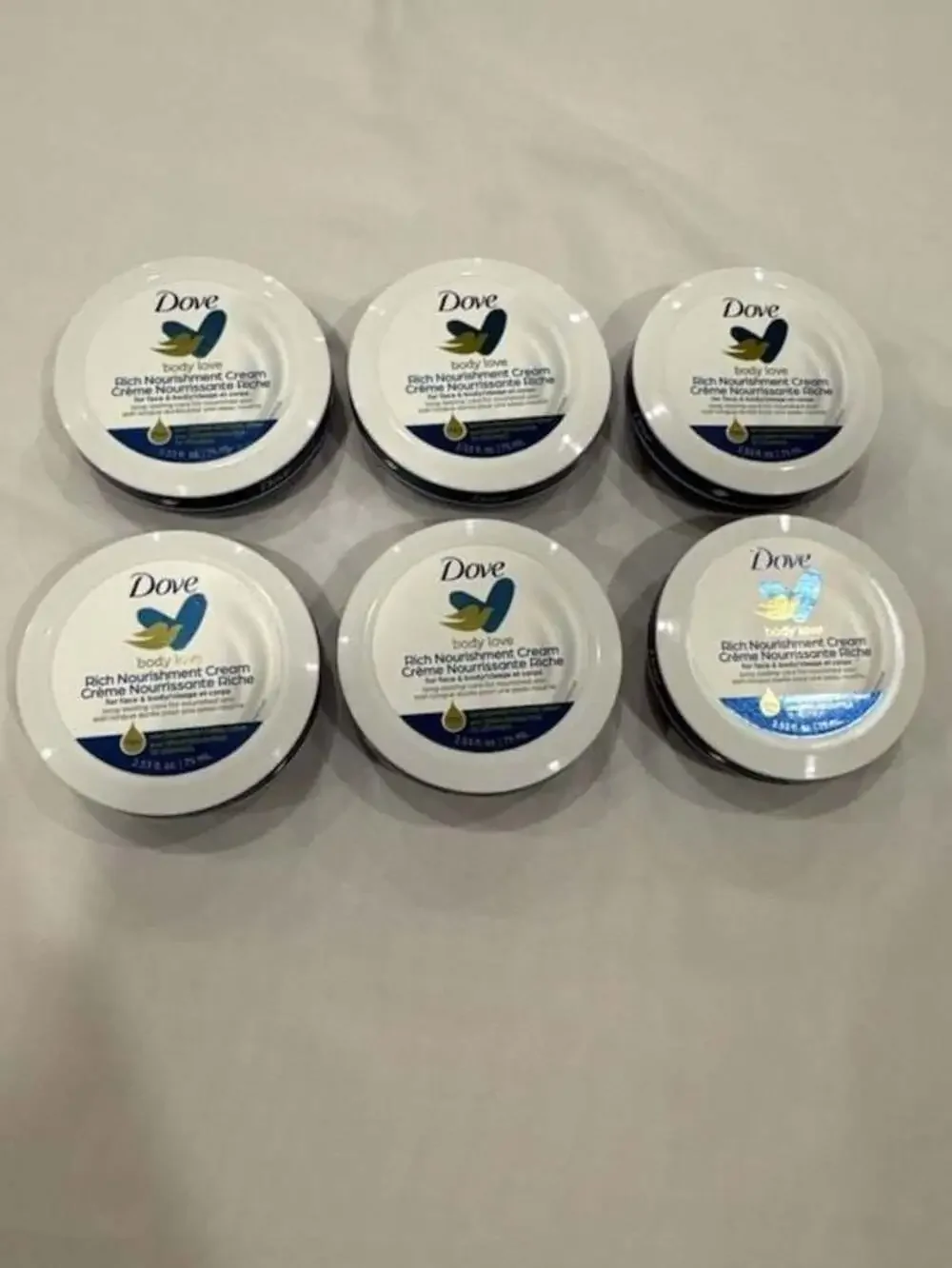 Dove Body Love Rich Nourishment Cream for Face, Hand, and Body, 2.53 Oz, Set of